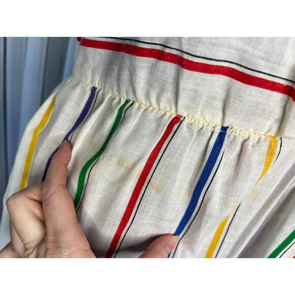 Shirt dress 1980s primary stripes red blue purple pockets - Picture 4 of 11